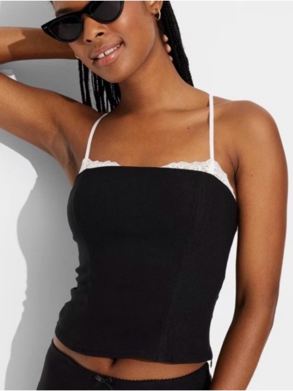 Lace trim bustier tank